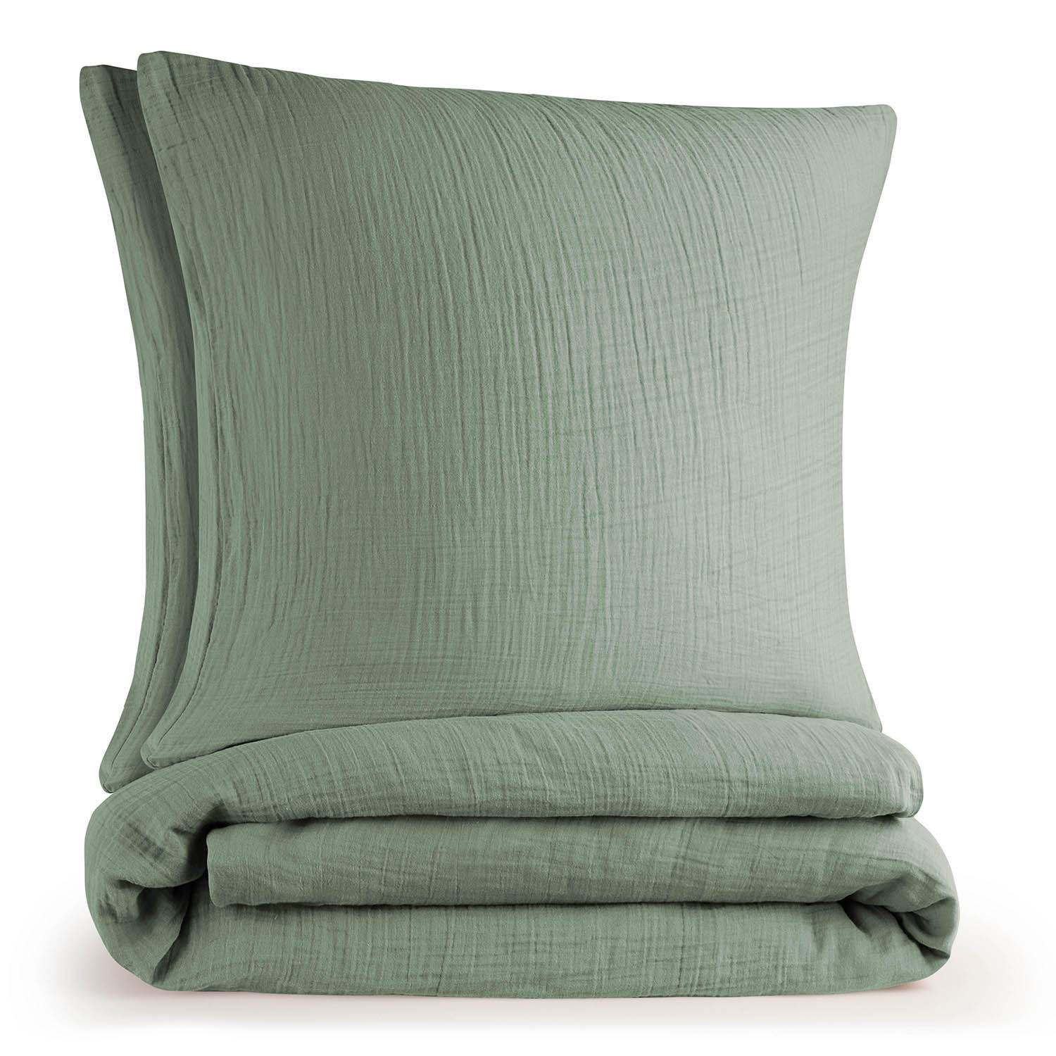 BETTWÄSCHE Musselin, 100% Baumwolle, 200/220 cm & 2x 40/80 cm - Grün, Textil (200/220cm) - Blumtal