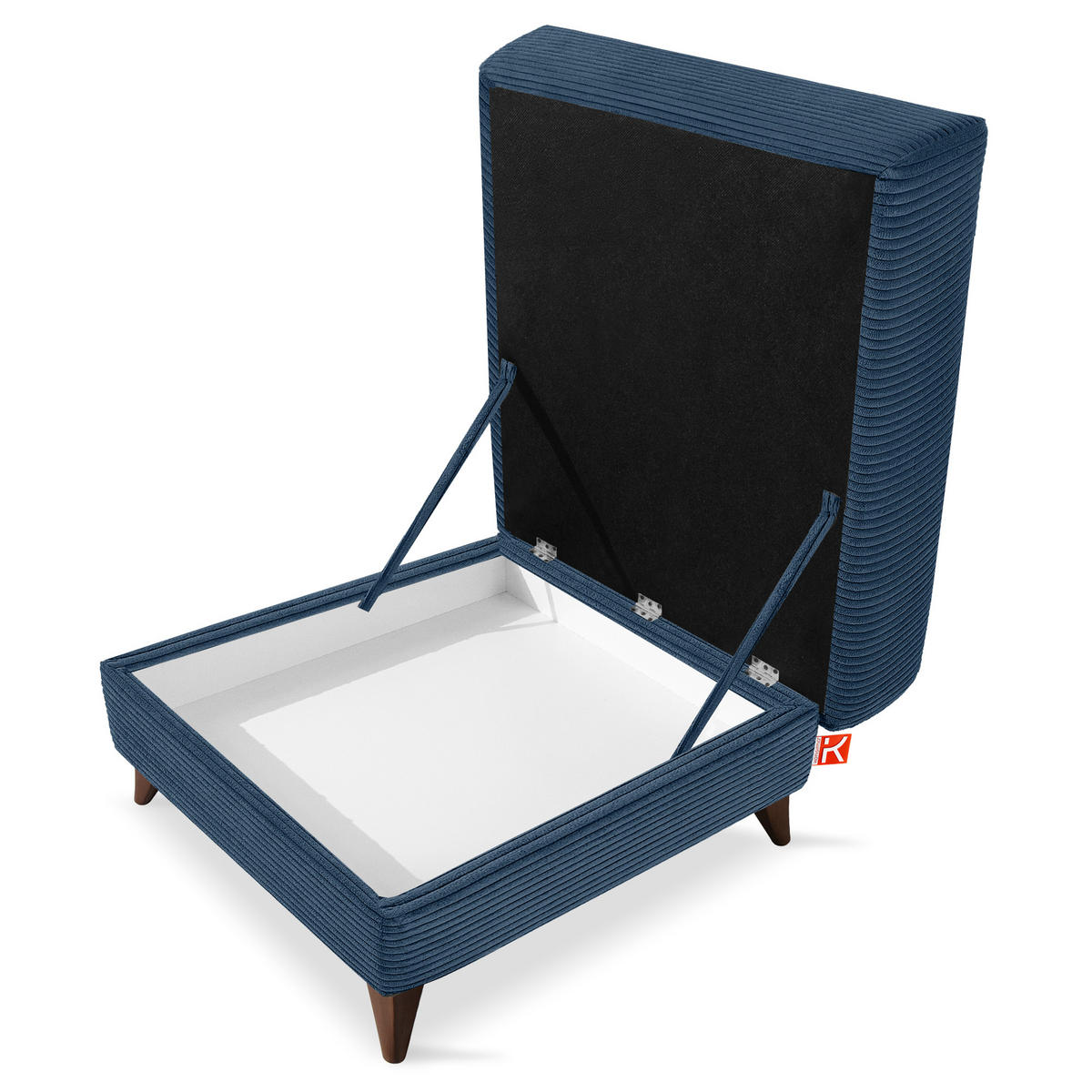 HOCKER GUSTAVO II, Marineblau - Braun/Dunkelblau, Holz/Holzwerkstoff (92/49/92cm) - KONSIMO®