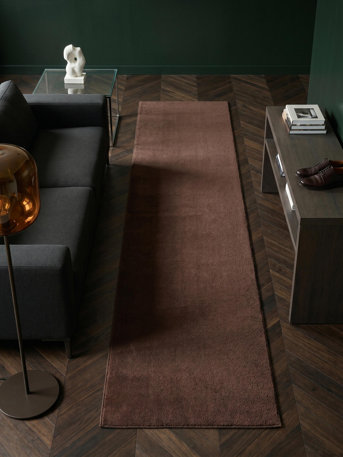 TEPPICHLÄUFER Antirutsch Uni RUTOR Polyester Braun 80 x 150 cm - Braun, Textil (80/150cm) - KADIMA DESIGN