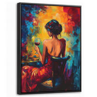 LEINWAND Bilder mit Rahmen - Wein - Frau - Stimmungsvoll - Farbenfroh - 30x40 - Bordeaux, Textil (30/40cm) - MuchoWow