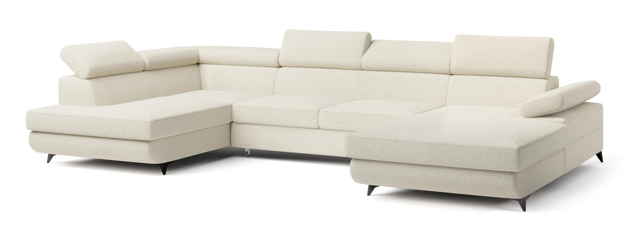 ROHOVÁ SEDAČKA RUBANO krémová - černá/krémová, kov/dřevo (339/190cm) - MASSENO