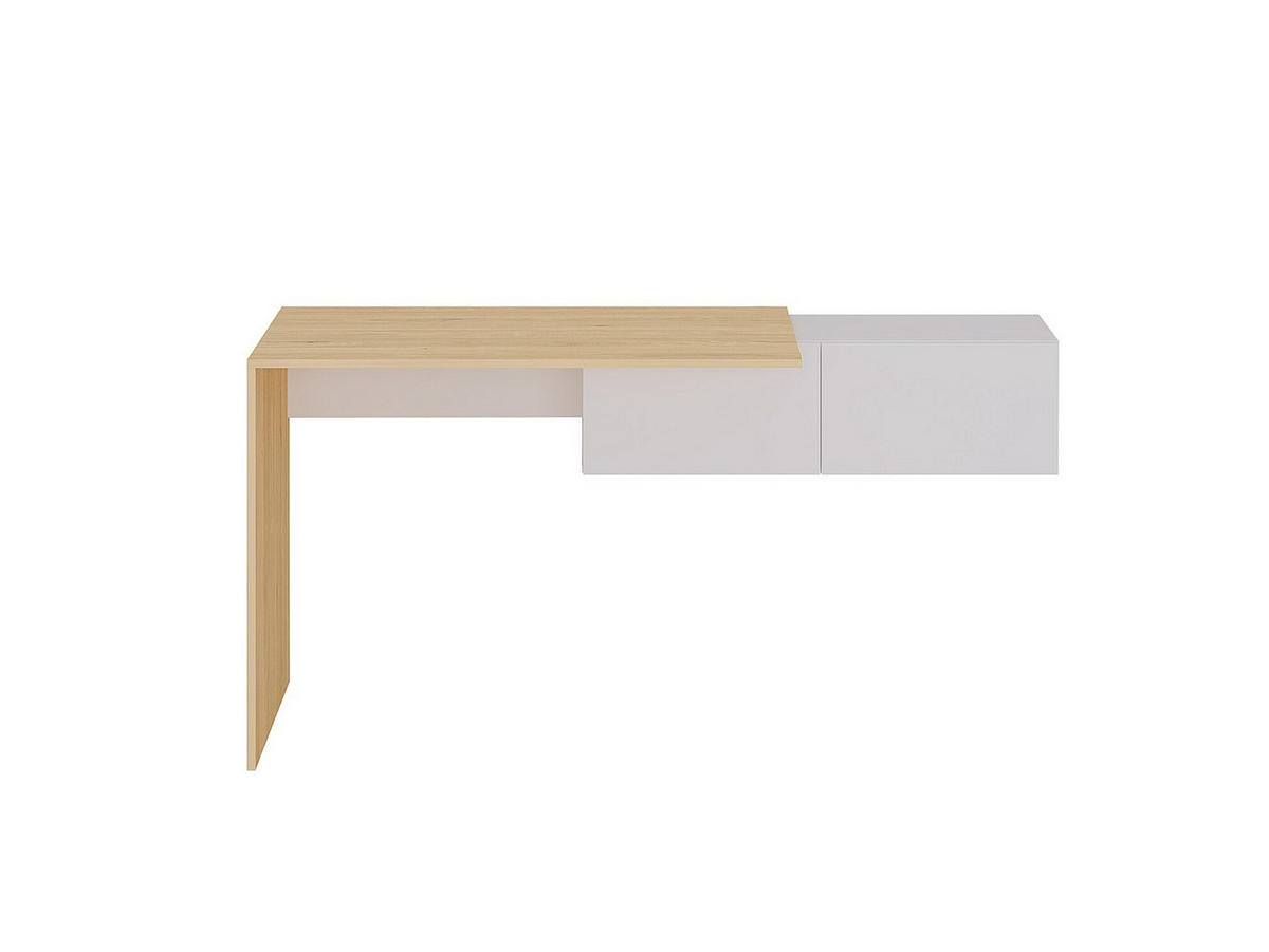 KONSOLENSCHREIBTISCH hängend mit 2 Schränken - Holzfarben & Weiß - MOLAWA - Naturfarben, Holz (150/55/74.5cm) - Vente-Unique