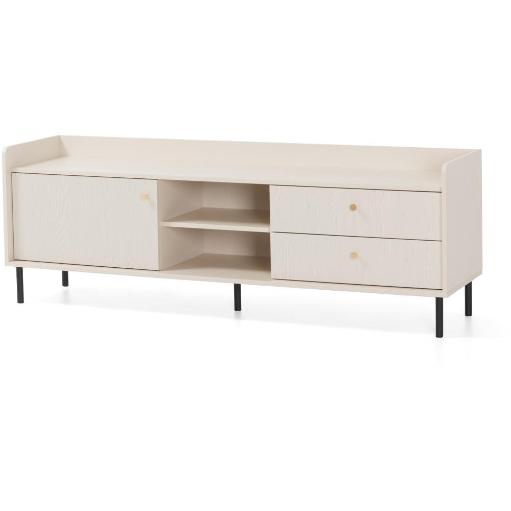 LOWBOARD Gloria mit 2 Schubalden und 1 Tür - Beige/Schwarz, Holzwerkstoff/Metall (170/59/42cm) - Beautysofa