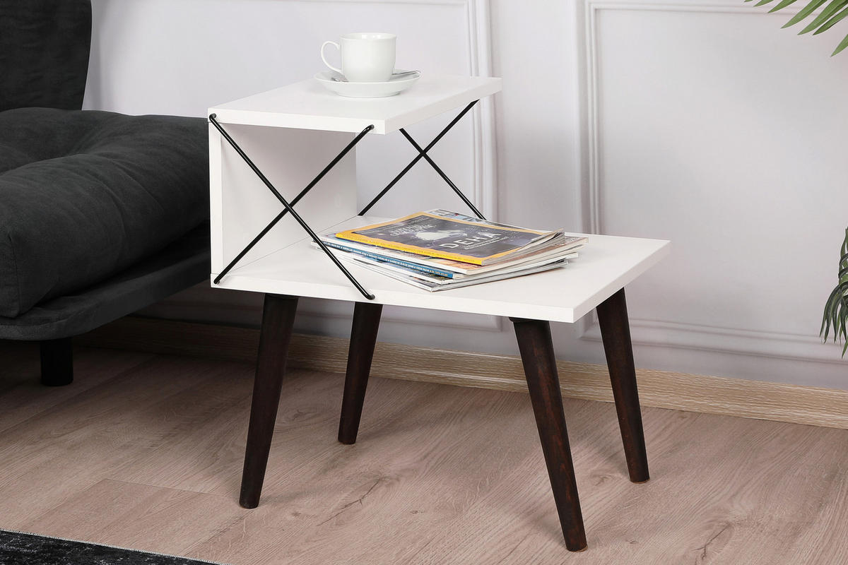 NACHTTISCH cross weiss - Weiß, Holz (40/55/50cm) - Habitat Garten