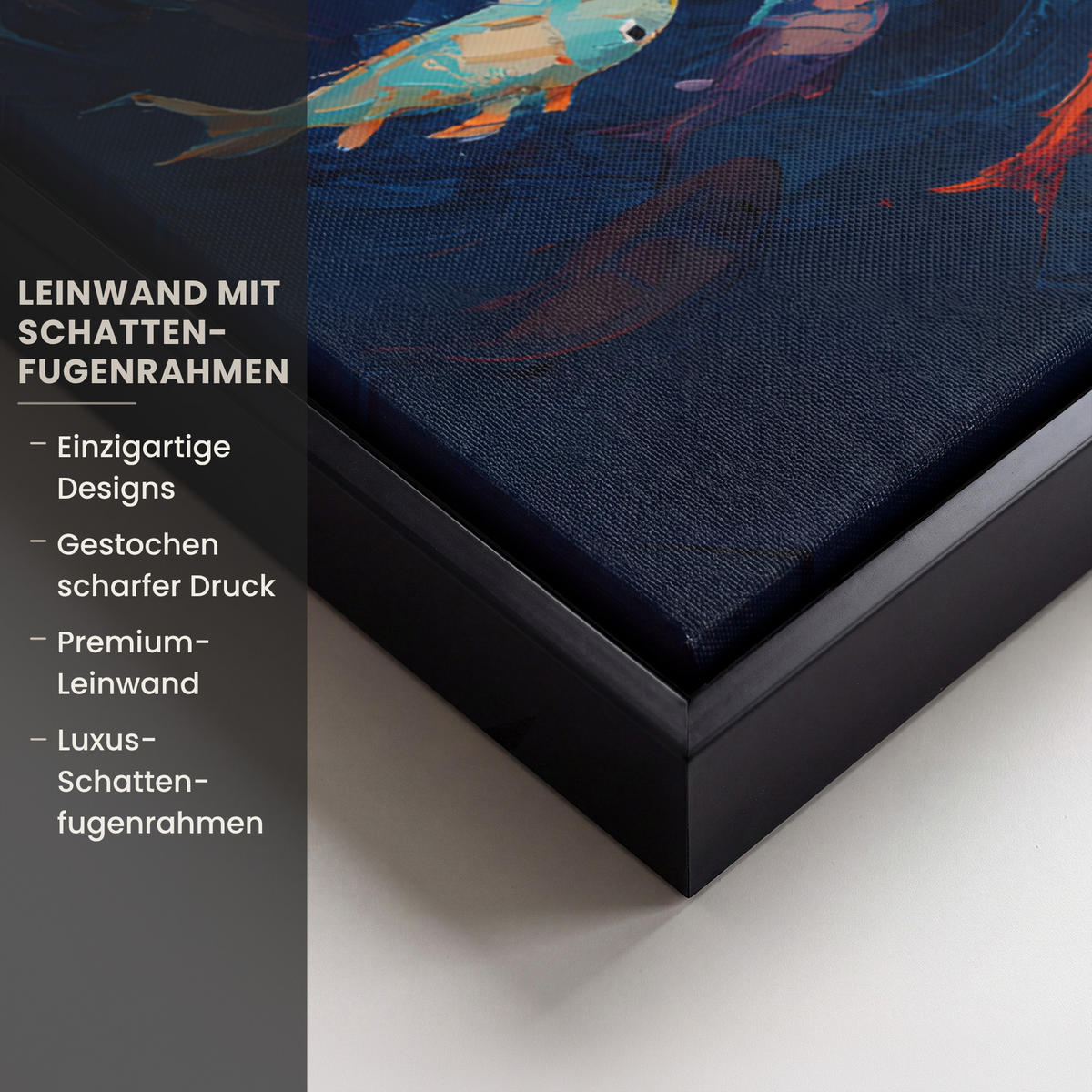 LEINWAND Bilder mit Rahmen - Meer - Fische - Bunt - Dynamisch - 70x100 - Hellblau, Textil (70/100cm) - MuchoWow