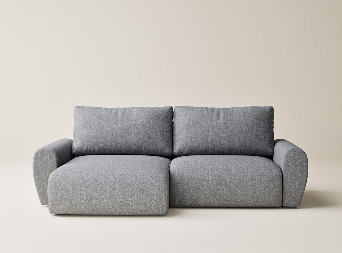 ECKSOFA MIT SCHLAFFUNKTION Numba Grau Webstoff - Schwarz/Grau, Holz/Holzwerkstoff (253/153cm) - Maison de Reve