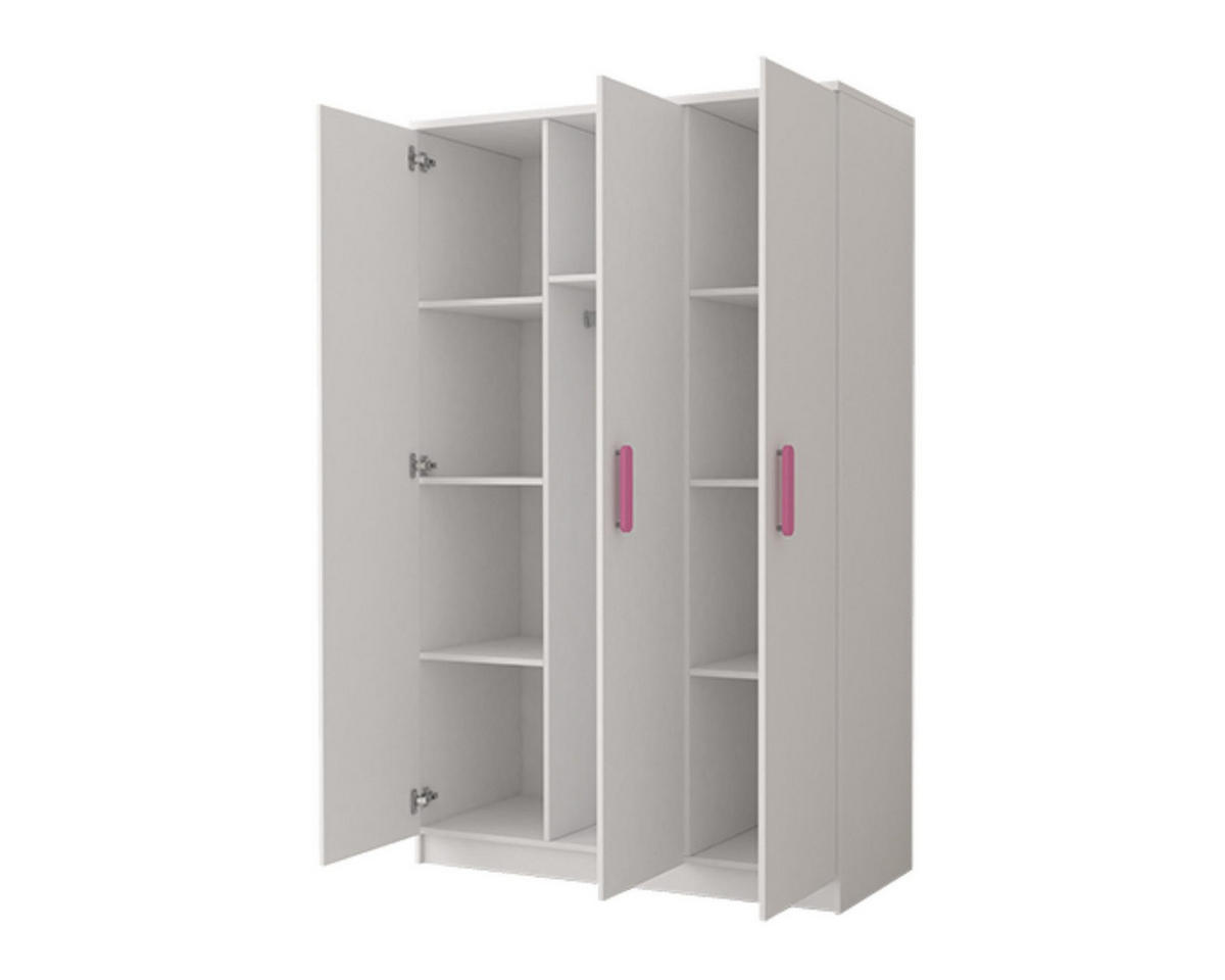KINDERKLEIDERSCHRANK INGE 19 120/192/50 cm Weiß/Rosa - Weiß/Rosa, Holzwerkstoff (120/192/50cm) - Deine Möbel 24