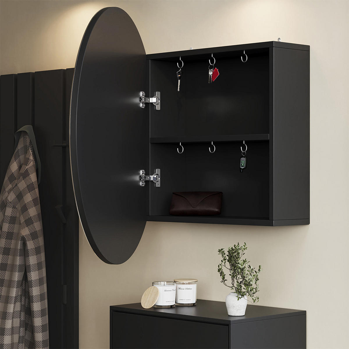 BADSPIEGELSCHRANK Loki Anthrazit 70 x 70 cm mit 2 Fächern - Anthrazit, Holzwerkstoff (70/70/17.4cm) - Vicco