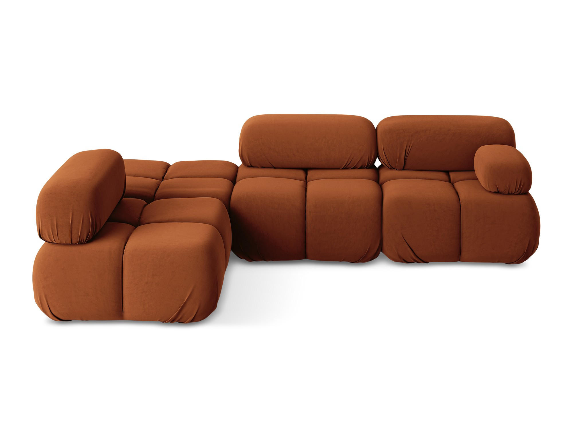 ECKSOFA Links Samt Stoff Orange - Beige/Terra cotta, Kunststoff/Textil (190/285cm) - Makamii