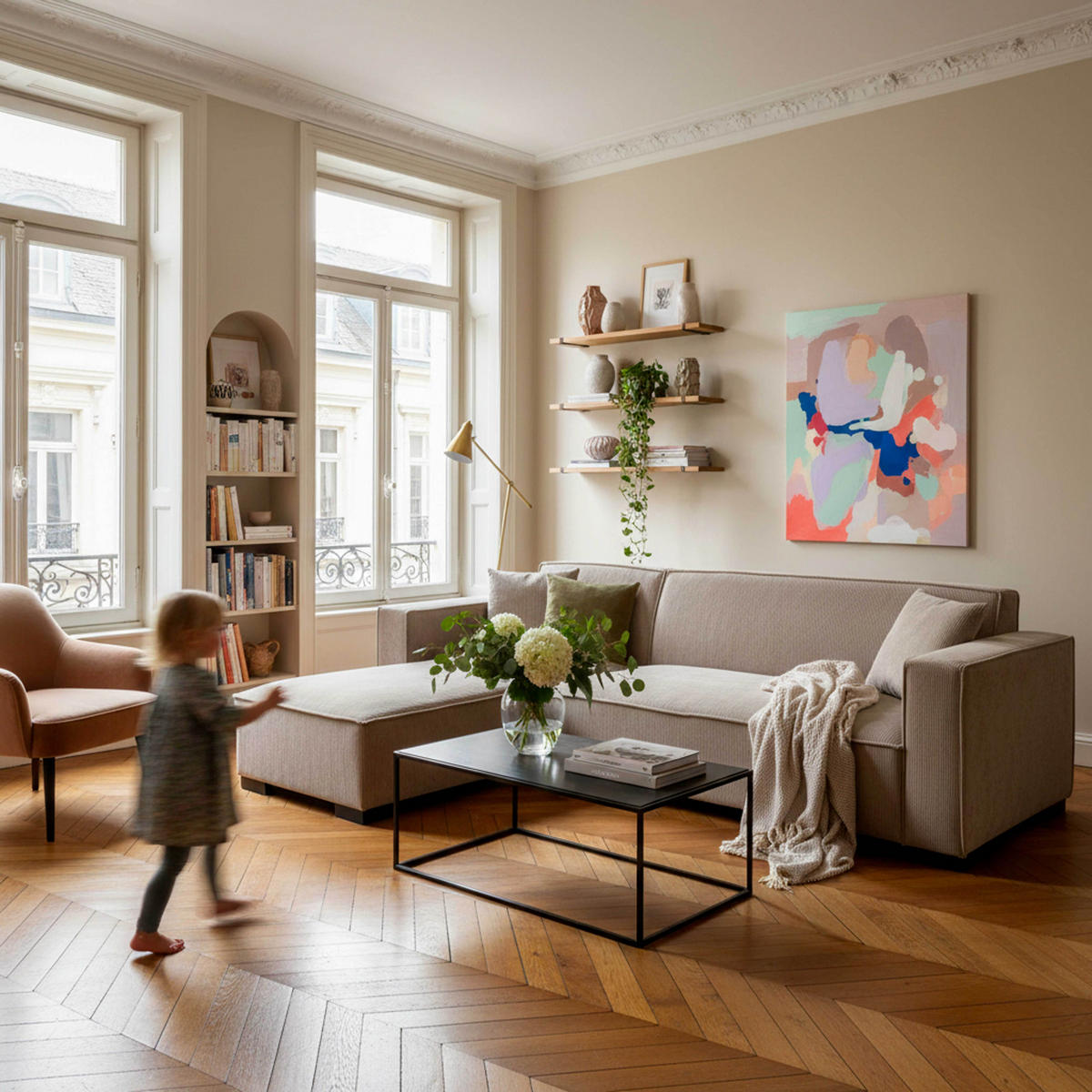 SOFA 3-Sitzer, Taupe - Taupe, Textil (160/247cm) - Oviala