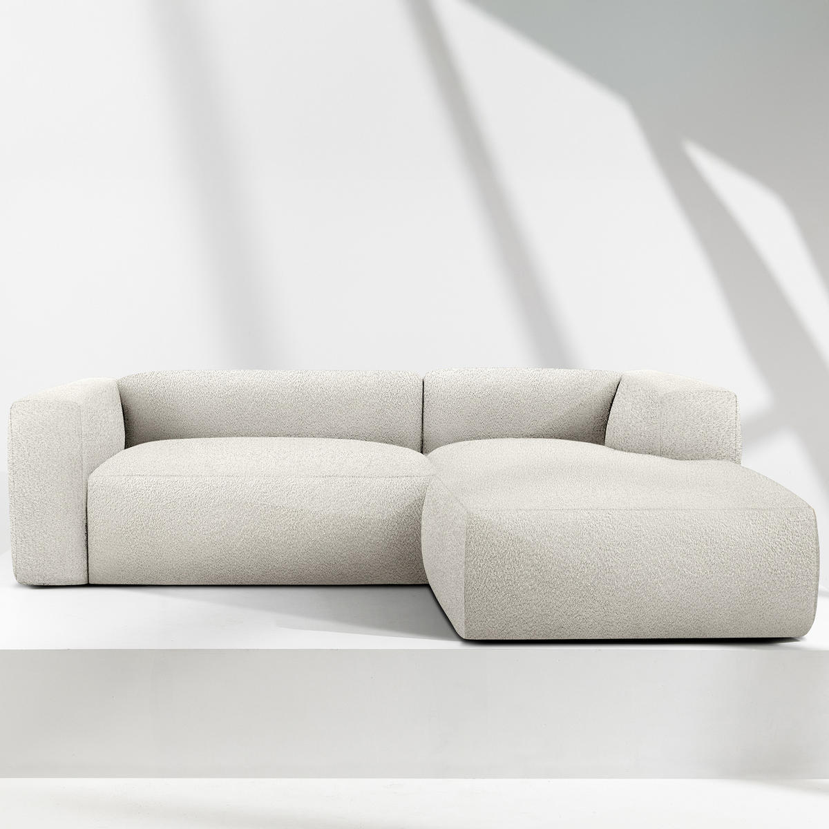 ECKSOFA RECHTS BUFFO, Weiß - Weiß, Holz/Holzwerkstoff (225/176cm) - KONSIMO®