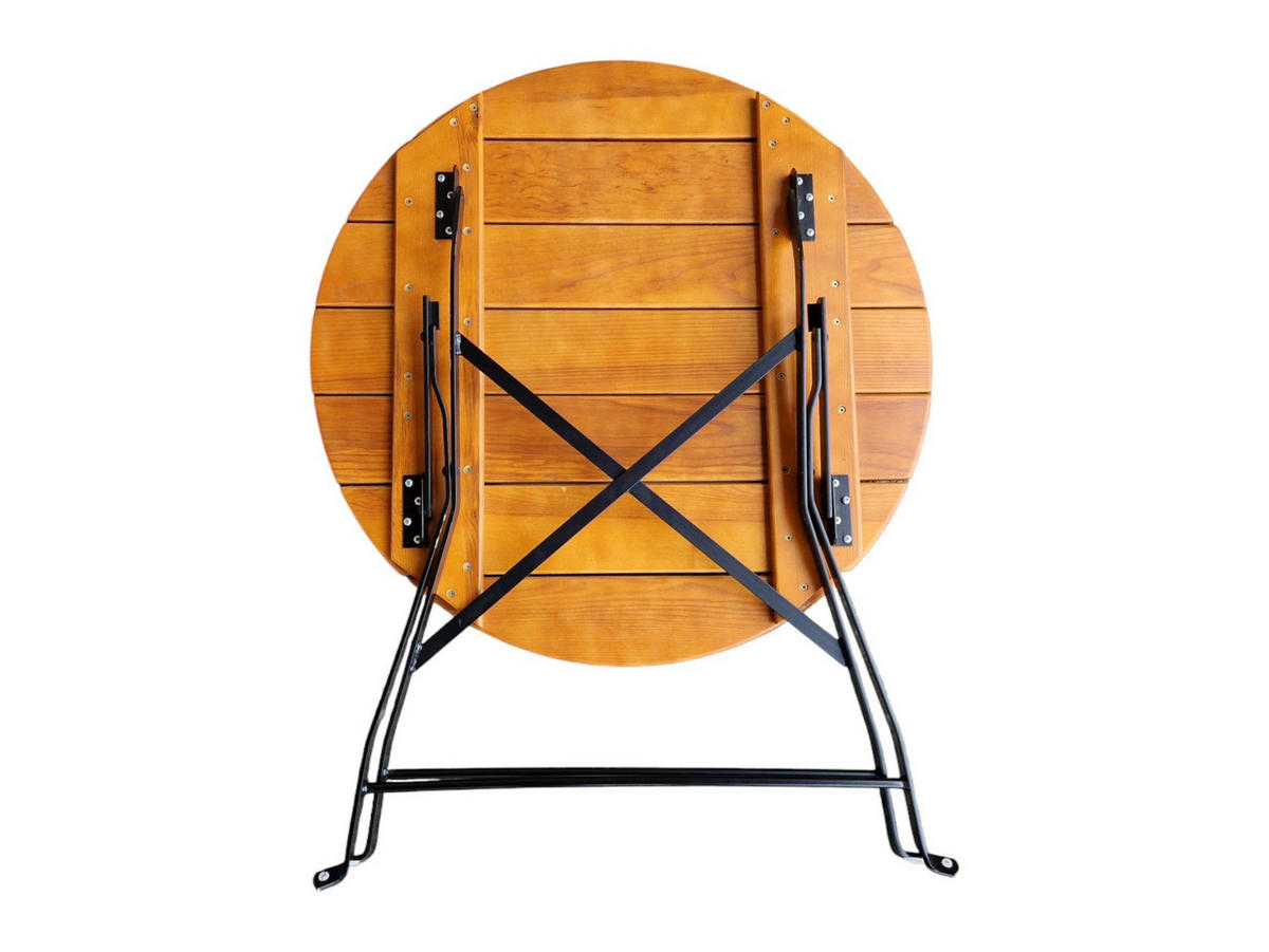 BIERGARTENTISCH BERGTAL 74x80x80cm Ø80cm Klappbar Eschenholz Schwarz/Braun 2 Personen - Braun, Holz (80/80/74cm) - CHEFGASTRO