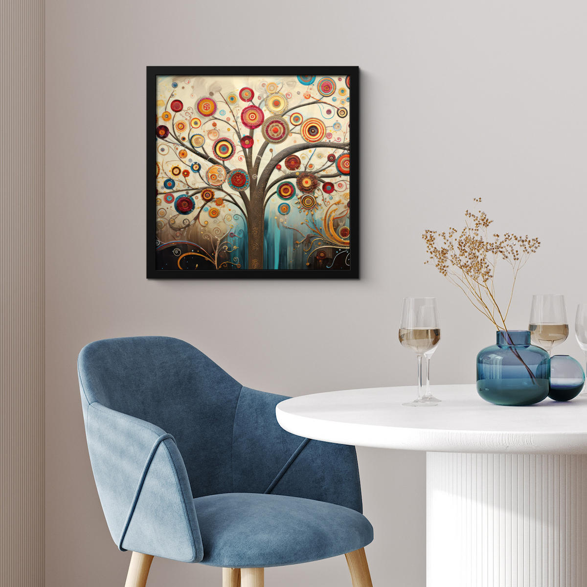 POSTER MIT RAHMEN Baum - Baum des Lebens - Farbe 40x40 cm - Braun, Papier (40/40cm) - MuchoWow