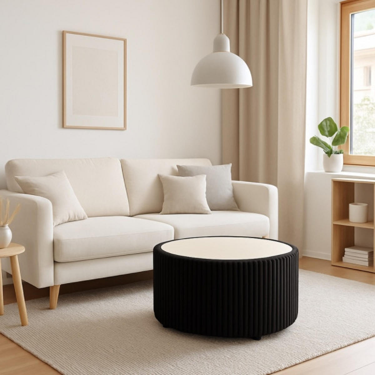 TISCH Schwarz MIJA Gepolstert Tilia - Schwarz, Holzwerkstoff (89/89/42cm) - Sepro Meble