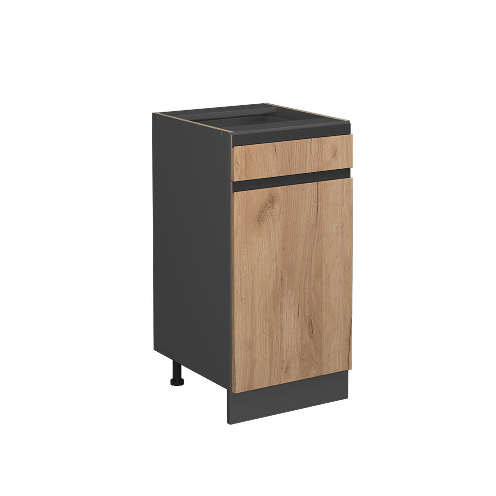 KÜCHENUNTERSCHRANK R-Line Goldkraft Eiche 40 cm J-Shape, ohne AP - Honigeiche/Anthrazit, Holzwerkstoff (40/81.6/46cm) - Vicco