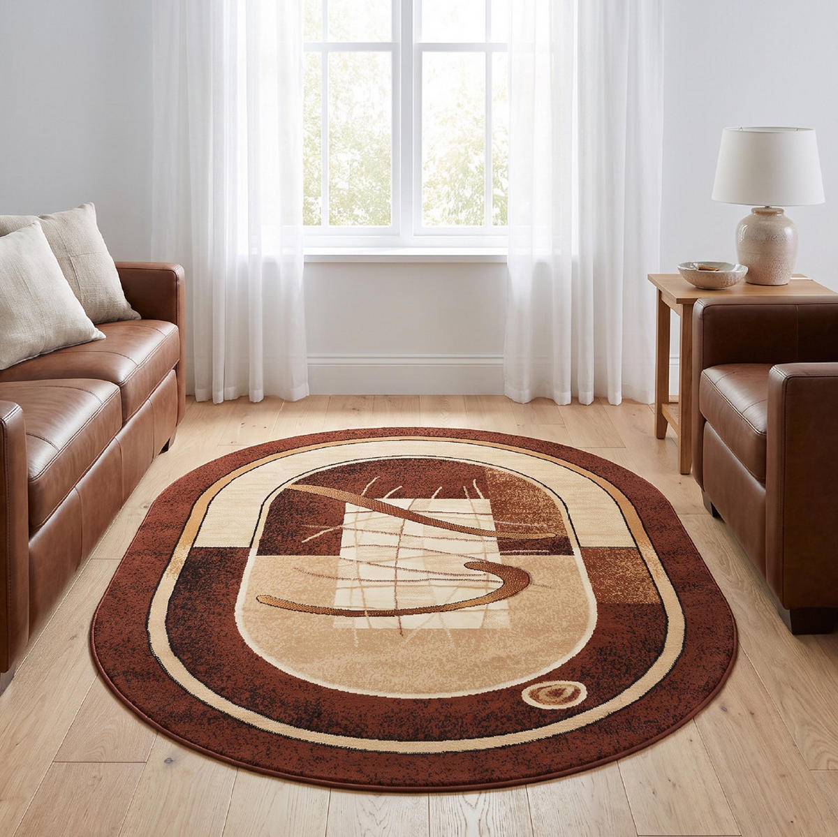 TEPPICH ATLAS oval braun beige abstrakt 80/150 cm - Beige/Braun, Textil (80/150cm) - Tapiso