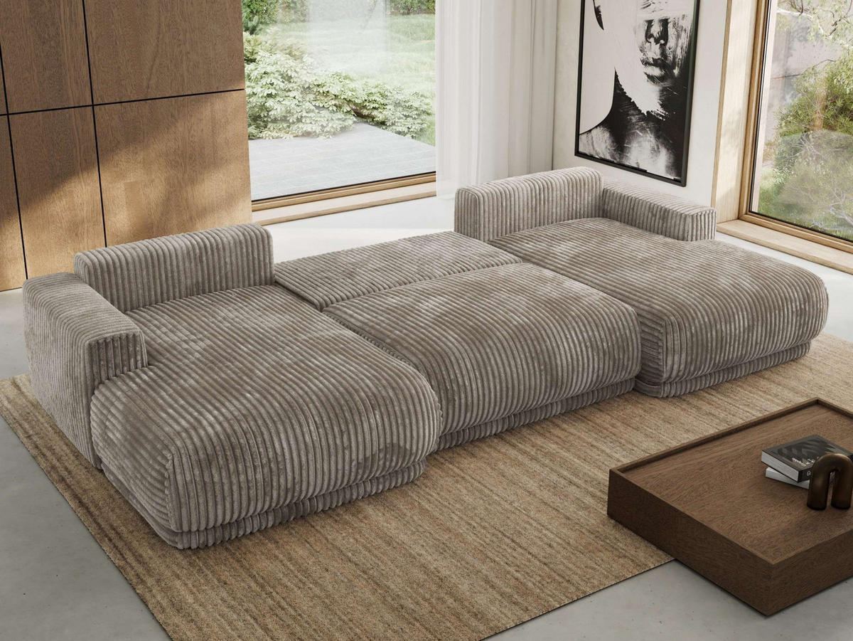 SEDACIA SÚPRAVA RINA U Svetlohnedá Menčester - svetlohnedá/čierna, textil/plast (360/85/170cm) - MKS