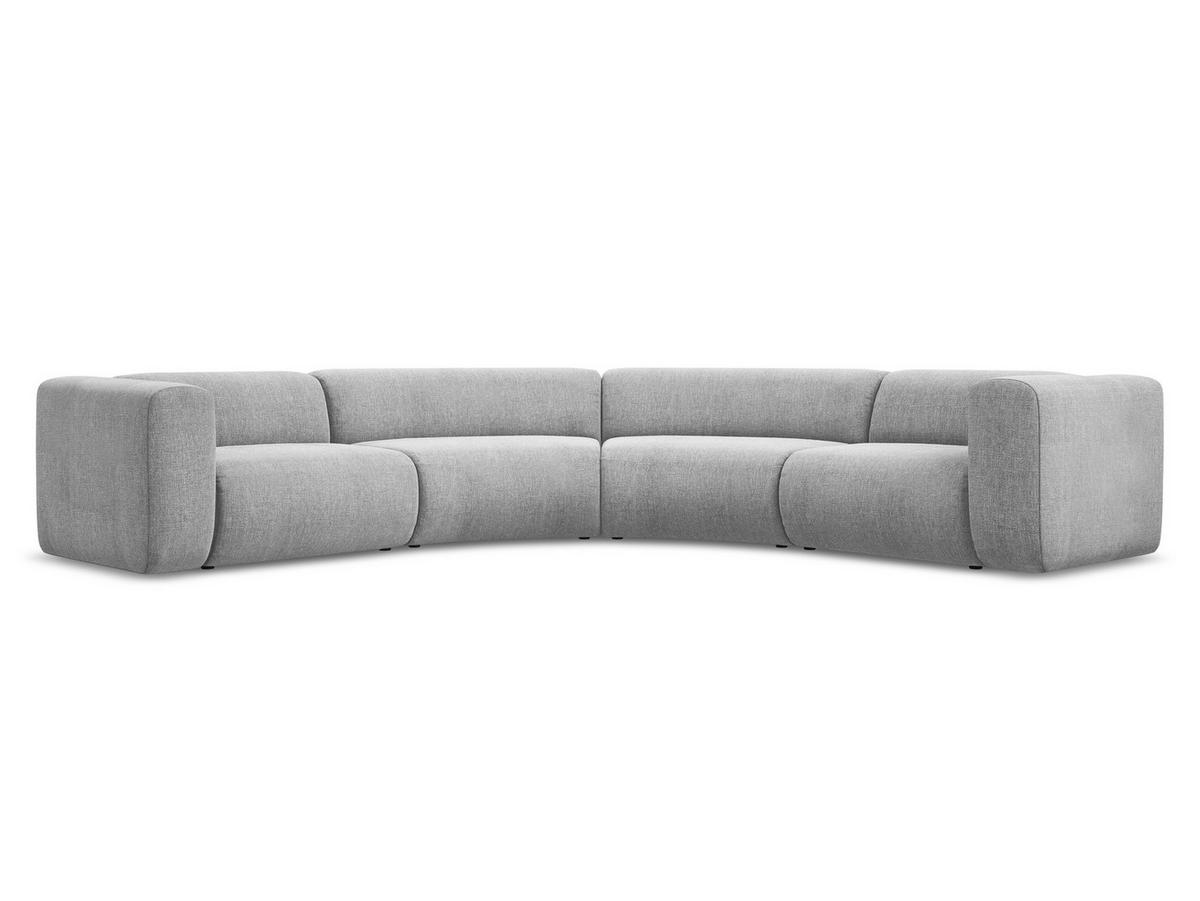 ECKSOFA Chenille Stoff Grau - Hellgrau/Schwarz, Kunststoff/Textil (318/318cm) - Makamii