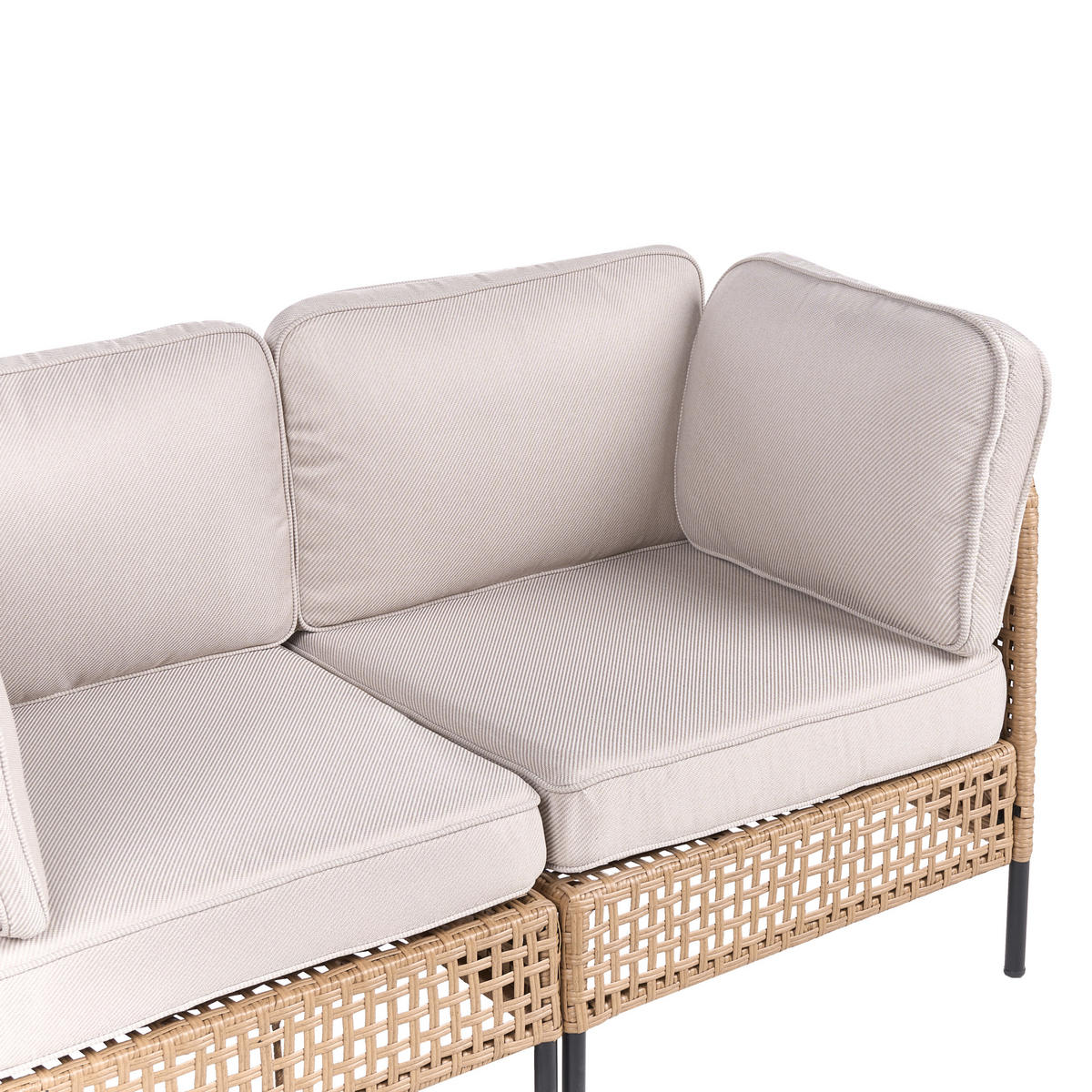 ZAHRADNÍ POHOVKA 2-místná Polyratan Světle béžová Omegana - černá/béžová, plast (140/80/68cm) - Beliani