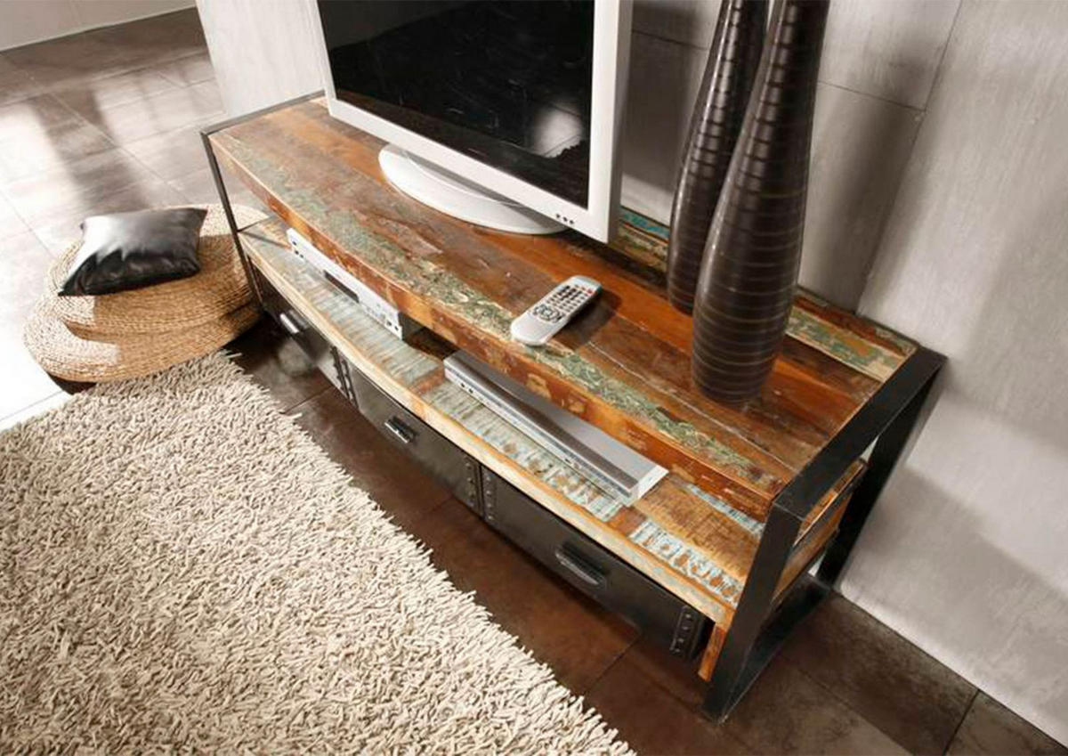 TV-BOARD Altholz 145x43x60 mehrfarbig lackiert INDUSTRIAL #05 - Multicolor, Holz (145/60/43cm) - Massivmoebel24