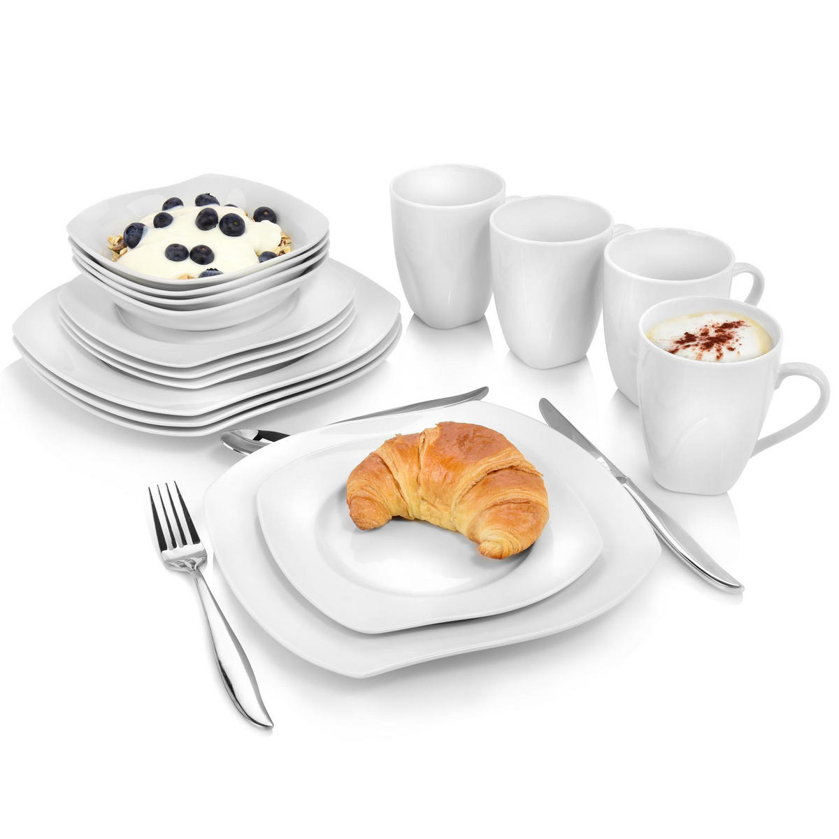 KOMBISERVICE AVALON - 16 teilig aus Porzellan - Weiß, Keramik (24/22.5/30cm) - Sänger