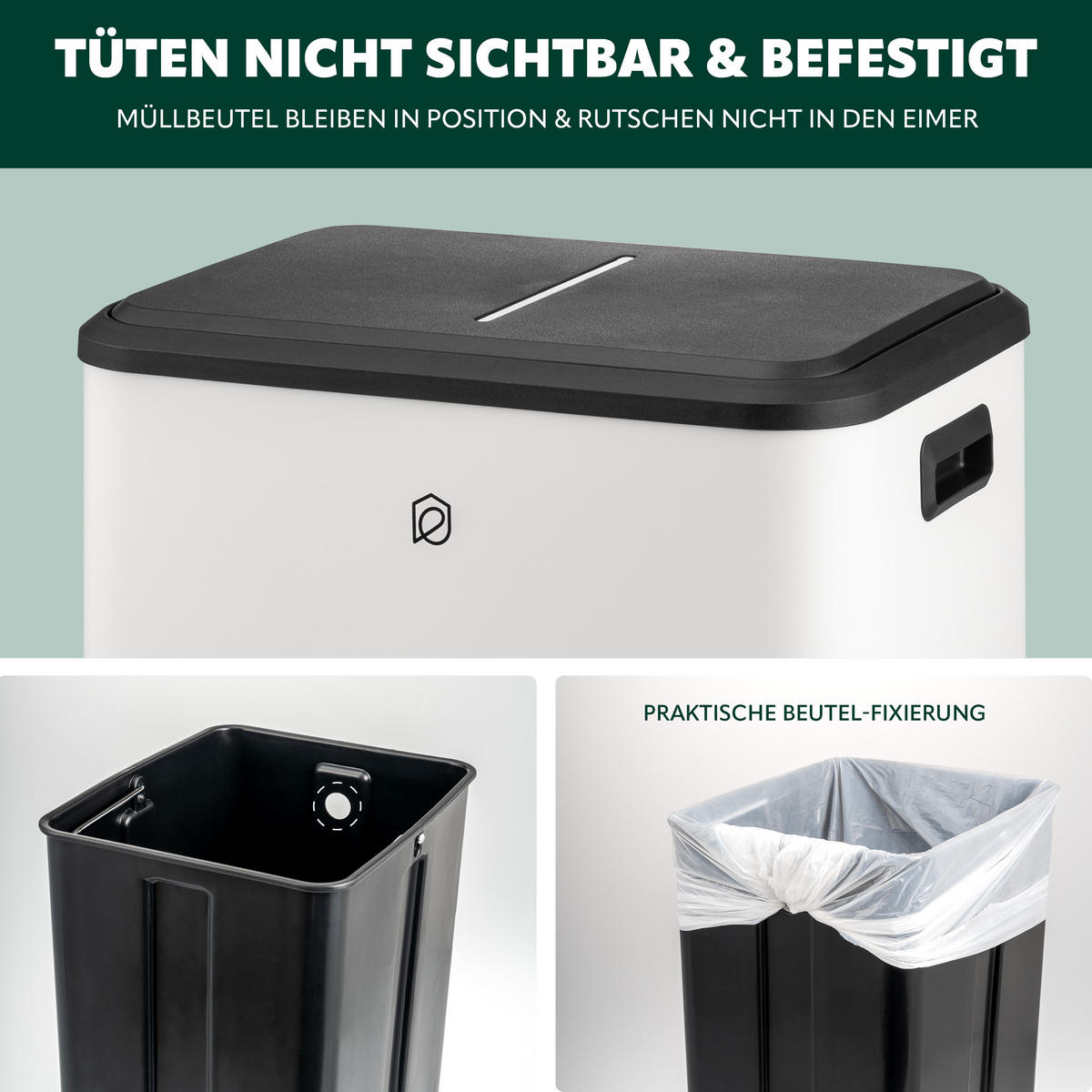 ABFALLEIMER 30 Liter, weiß - Weiß, Metall (42.5/50/33.5cm) - eluno