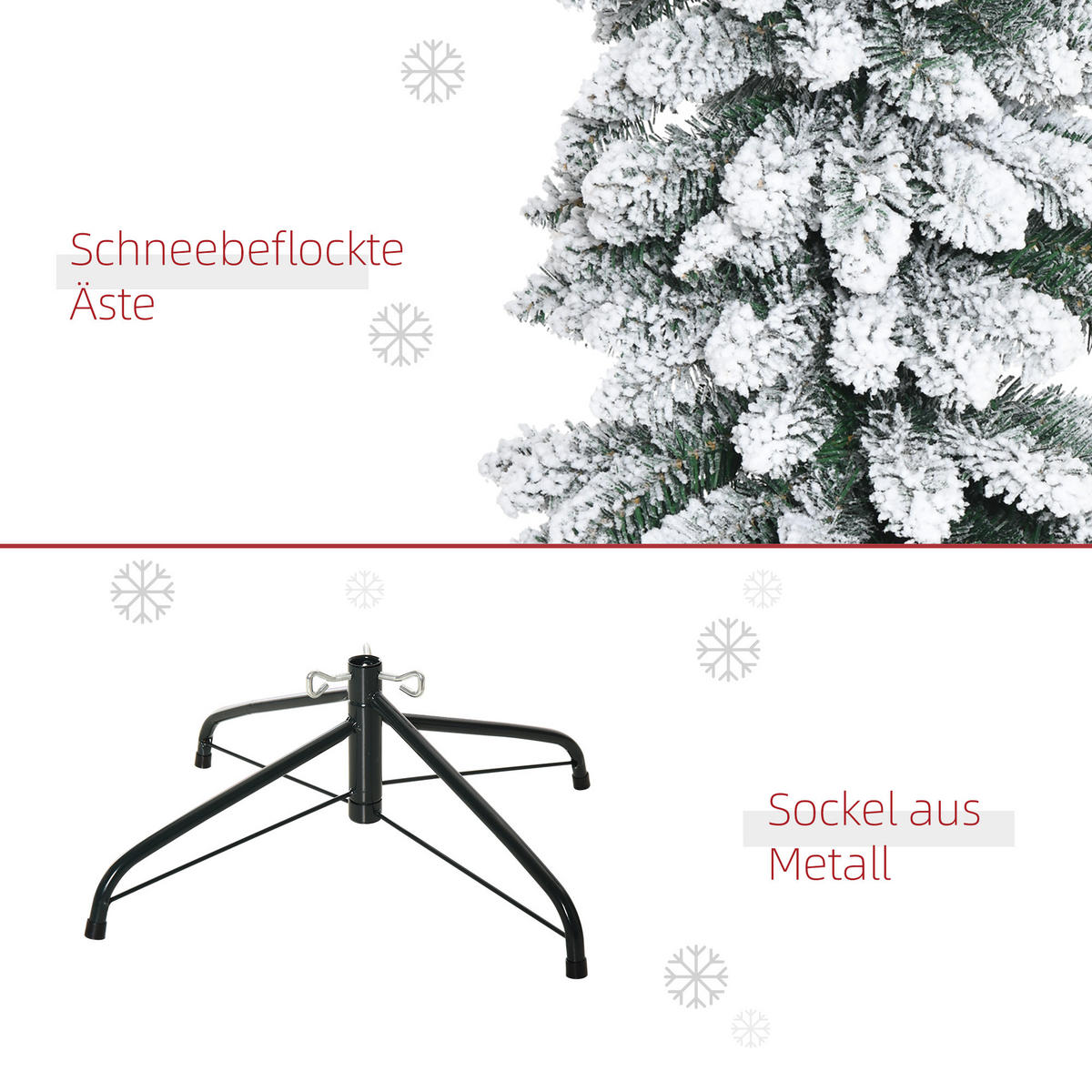 KÜNSTLICHER Weihnachtsbaum, 210 cm Christbaum mit 490 Spitzen für Weihnachten - Weiß/Grün, Kunststoff/Metall (210cm) - HOMCOM