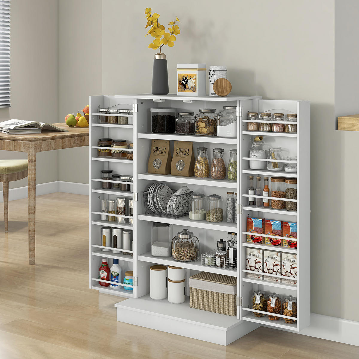 MEHRZWECKSCHRANK DE-11152 5 Böden Weiß - Weiß, Holzwerkstoff (30/104/60cm) - ComfortXL
