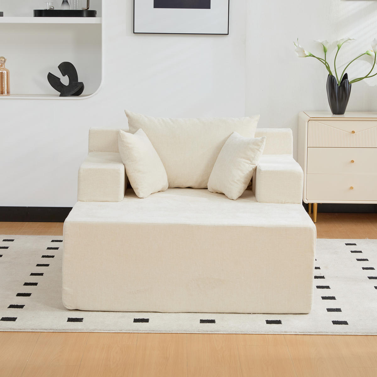 XXL-SESSEL DE-35160 mit 30D Schaumstoff Beige - Beige, Textil (113/78.5/140cm) - ComfortXL