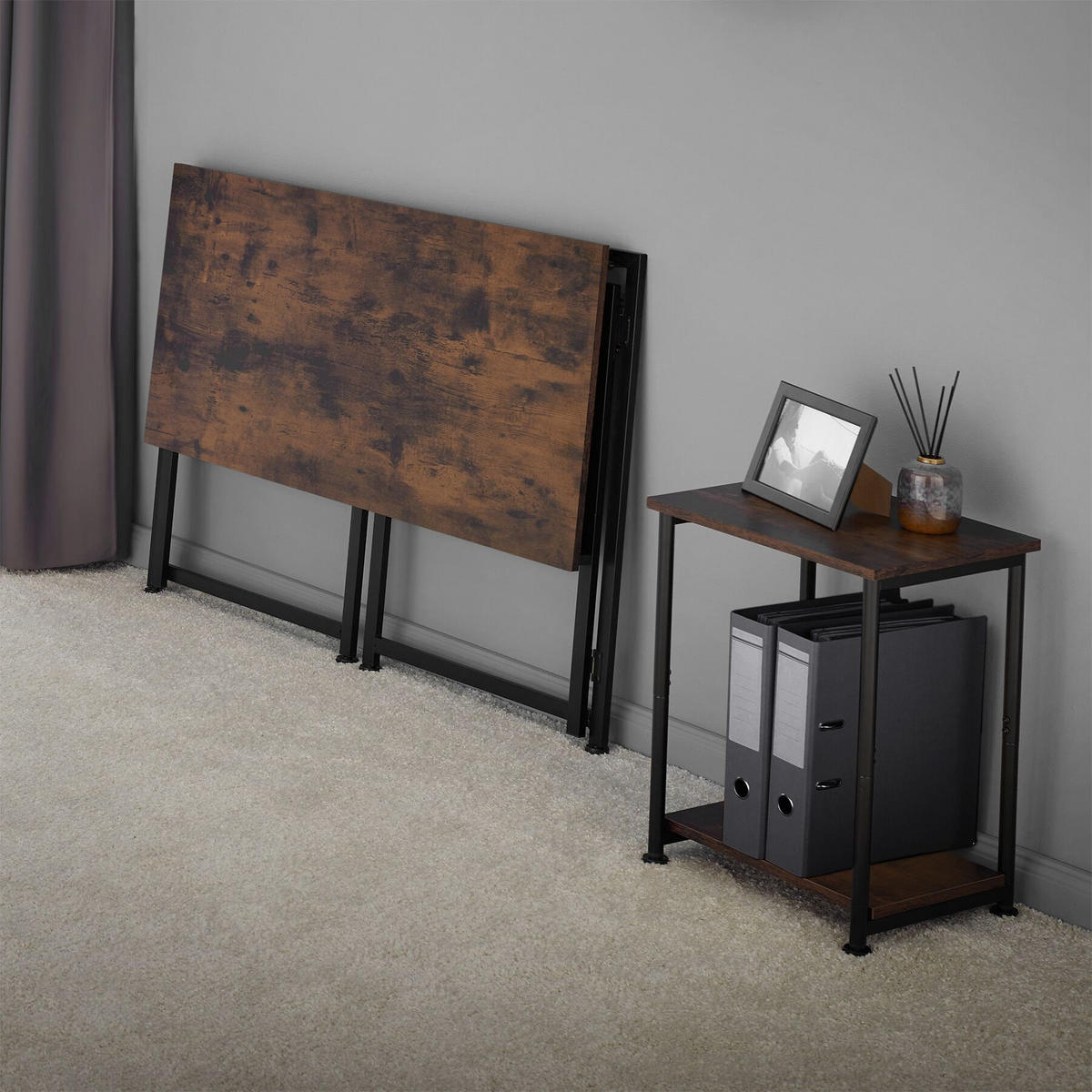 SCHREIBTISCH Paterson,102 x 51 x 77 cm,Industrial Holz dunkel, rustikal - Rostfarben, Holzwerkstoff (102/51/77cm) - tectake