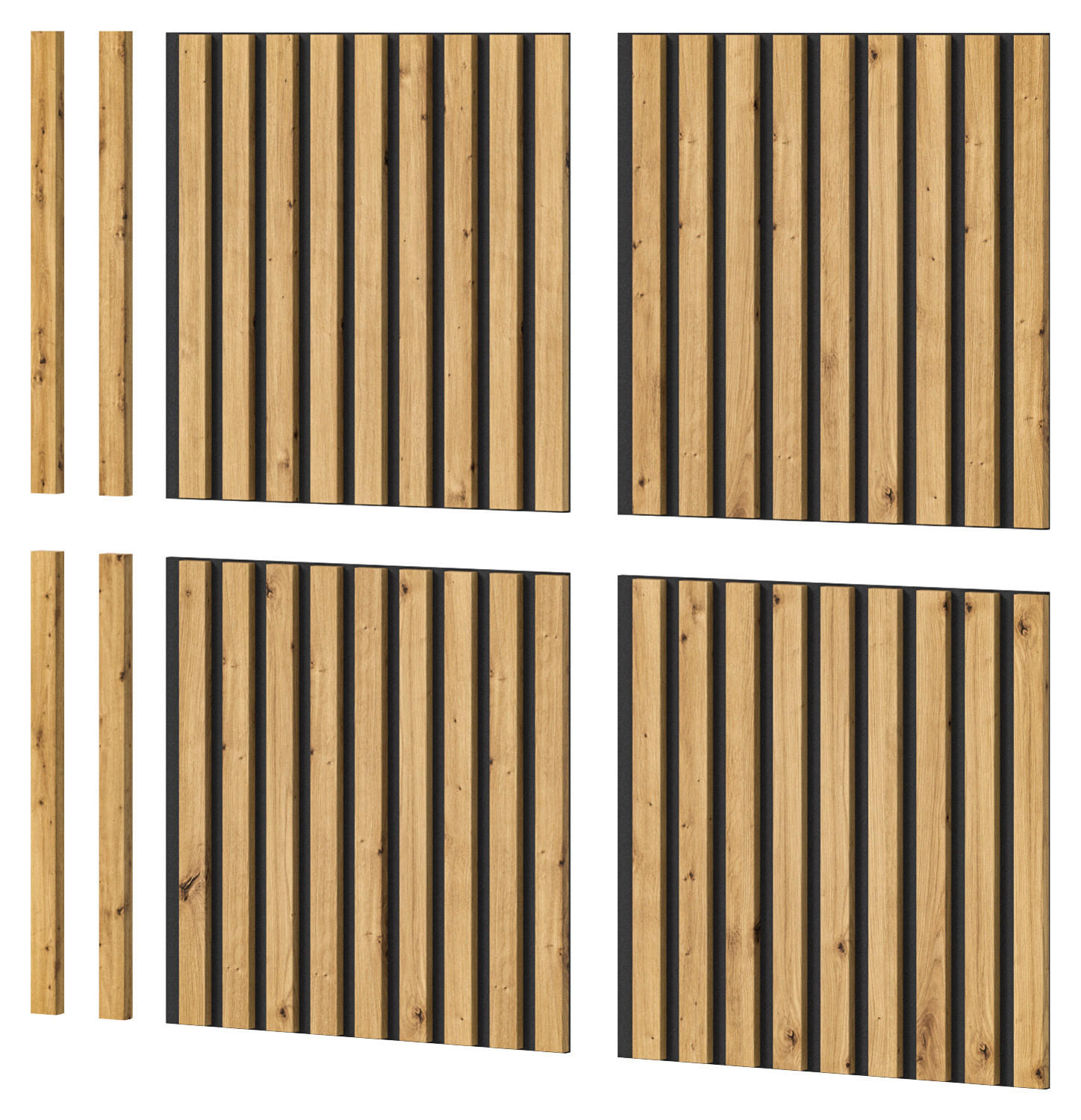 AKUSTIKPANEEL Set 4-teilig Eiche Artisan, Wandpaneel 40 x 40 cm - Eiche Artisan, Holzwerkstoff (40/40/2cm) - Inn.Furn