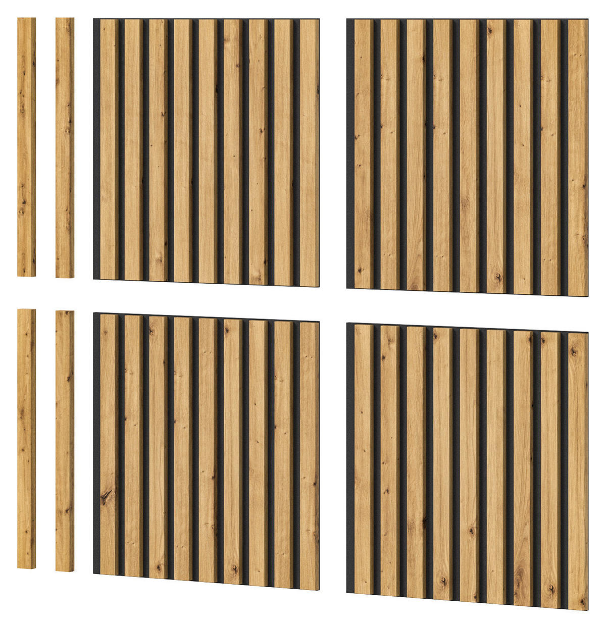 AKUSTIKPANEEL Set 4-teilig Eiche Artisan, Wandpaneel 40 x 40 cm - Eiche Artisan, Holzwerkstoff (40/40/2cm) - Inn.Furn