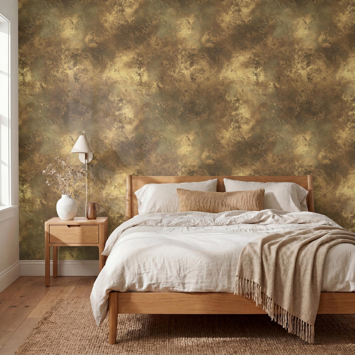 TAPETE - Antik - Metallic-Look - Gold - 300x260 cm - Messingfarben, Papier (300/260cm) - OnlyWow