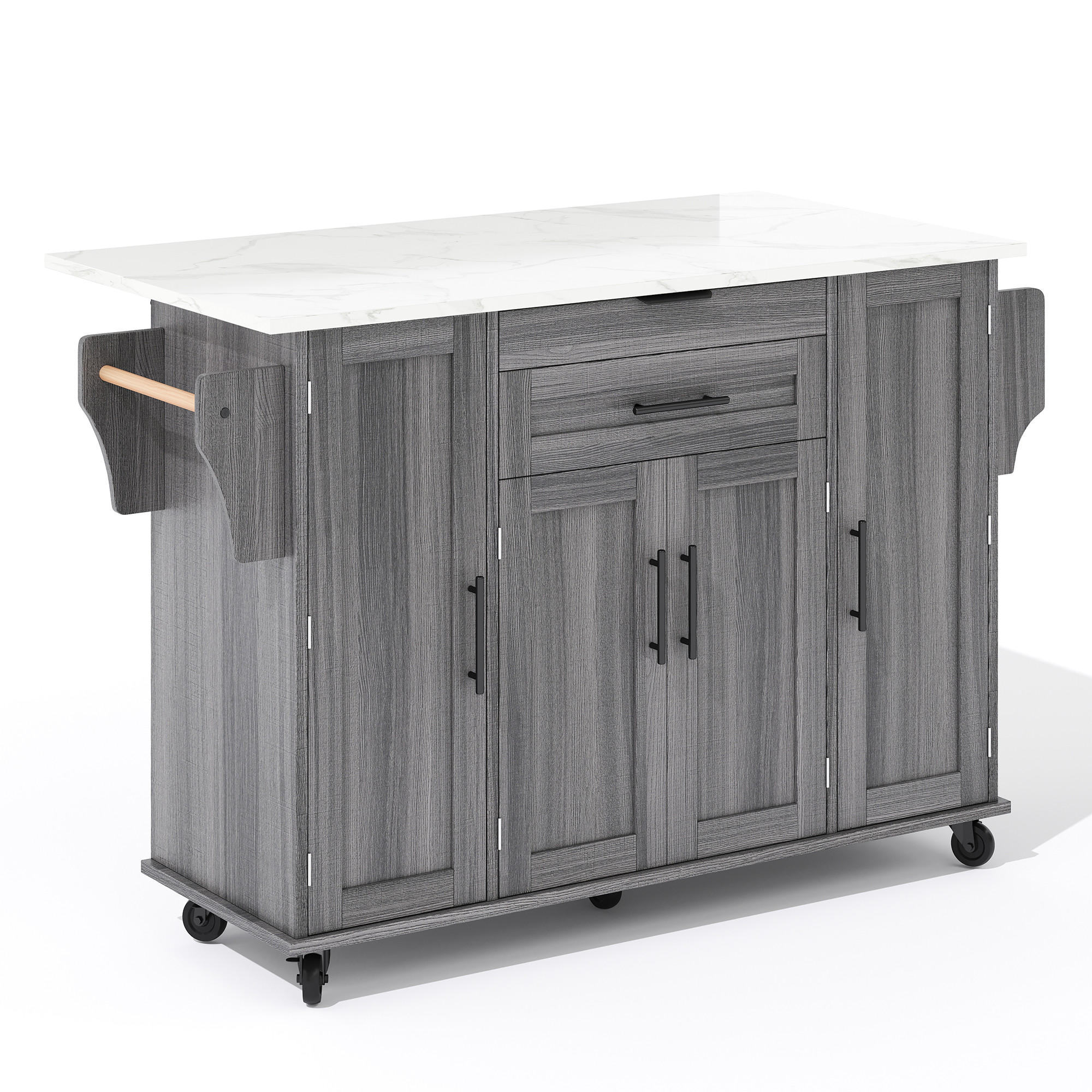 KÜCHENINSEL DE-41323 136/45-70/92 cm mit ausziehbarer Arbeitsplatte Grau - Grau, Holzwerkstoff (136/92/70cm) - ComfortXL