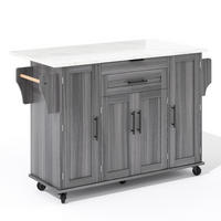 KÜCHENINSEL DE-41323 136/45-70/92 cm mit ausziehbarer Arbeitsplatte Grau - Grau, Holzwerkstoff (136/92/70cm) - ComfortXL
