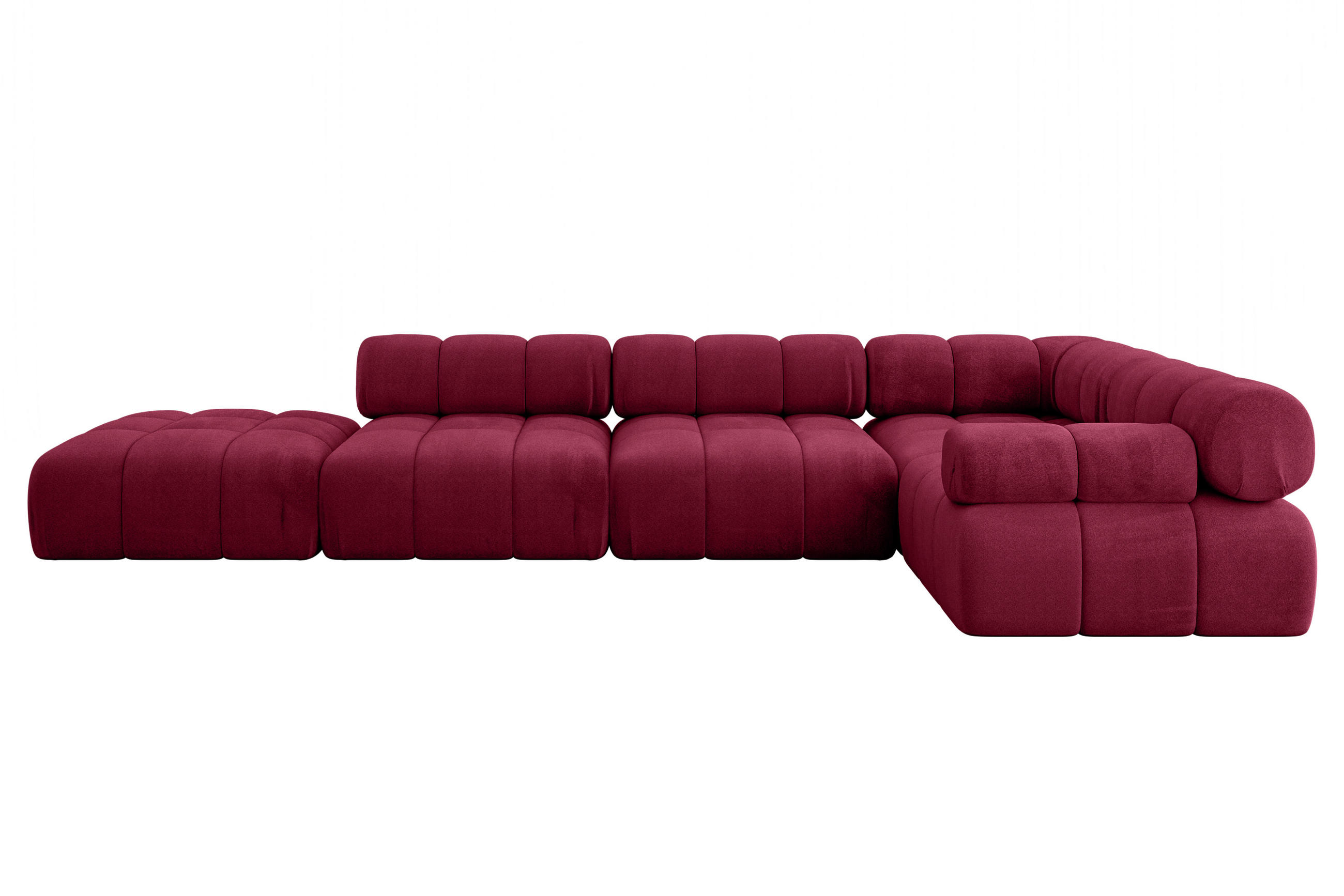 ECKSOFA modulares Sofa Felto-L2 - 380x190x70 cm Bordeauxrot Velours - Bordeaux, Holzwerkstoff/Textil (380/190cm) - ALTDECOR