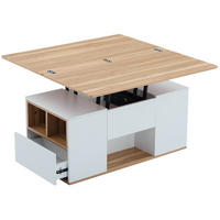 COUCHTISCH 100/51/47 cm Weiß und Holzfarben aus Spanplatte mit höhenverstellbarer Tischplatte - Weiß, Holzwerkstoff (100/51/47cm) - OKMYHOME
