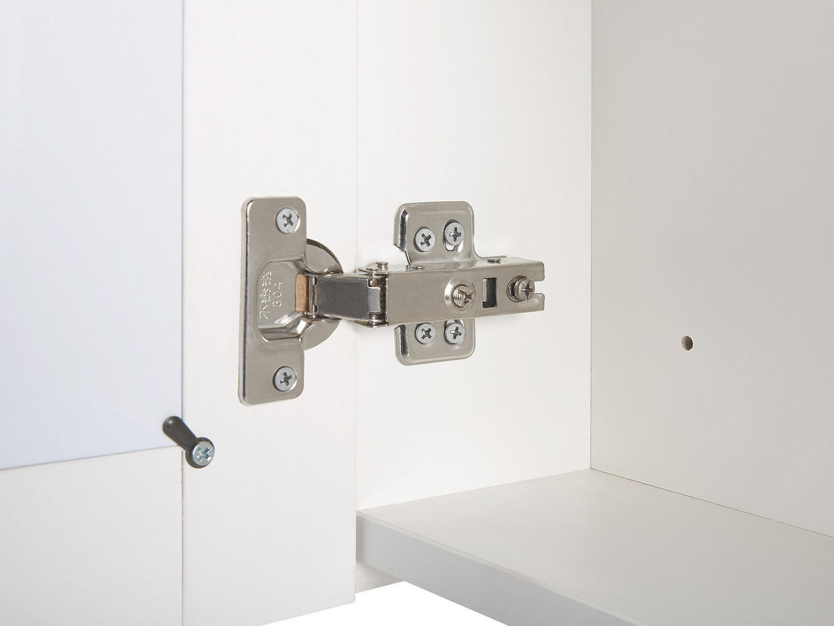 BAD SPIEGELSCHRANK weiß/silber mit LED-Beleuchtung 60/60 cm Mazarredo - Silberfarben/Weiß, Holz/Holzwerkstoff (60/60/12cm) - Beliani