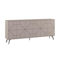 SIDEBOARD mit 6 dekorierten Türen L184 cm - Dune - Taupe, Holzwerkstoff (35/77.4/184cm) - Calicosy