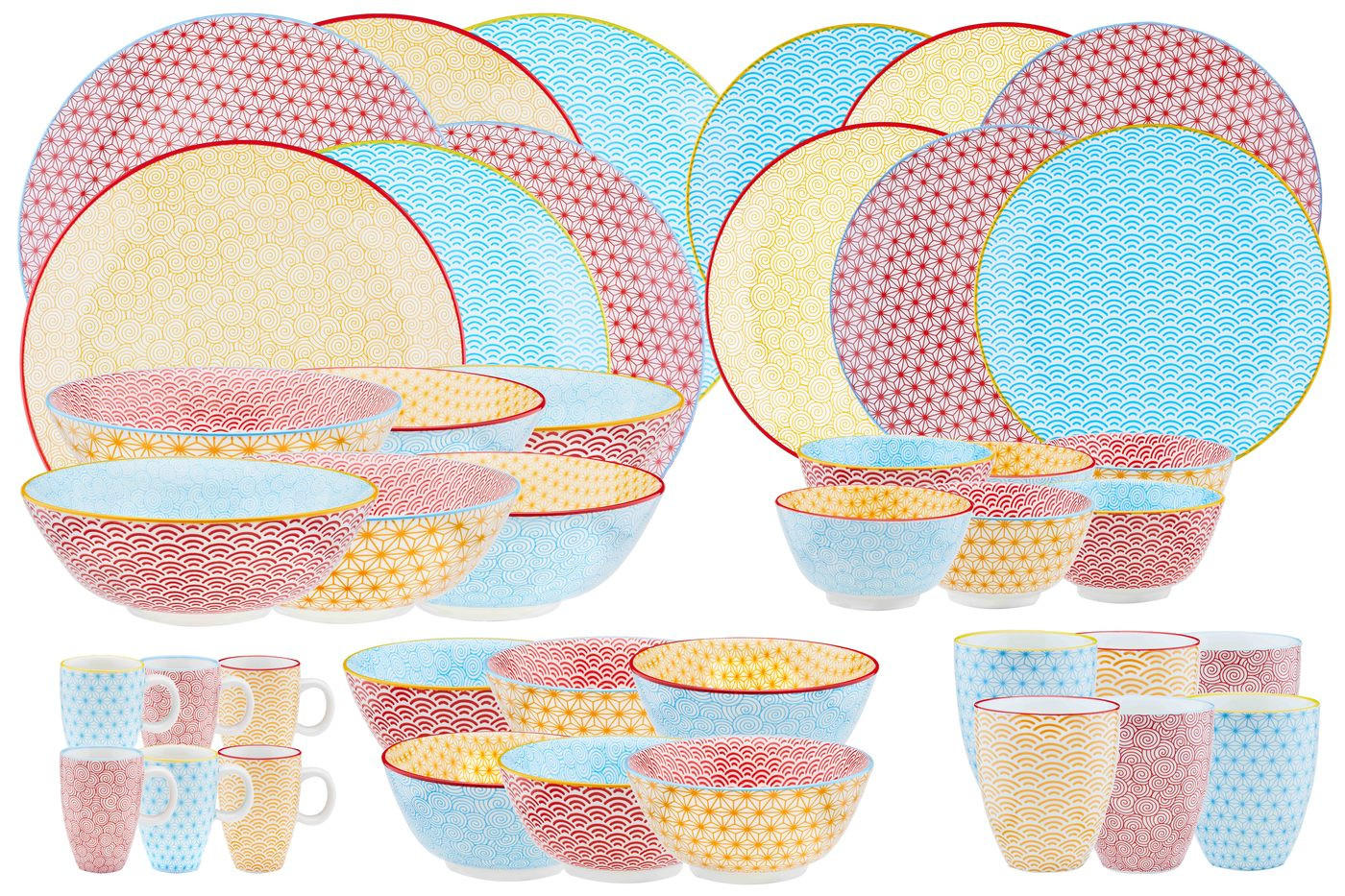 KOMPLETTSERVICE Pattern - 42er-Set - Color - Blau, Keramik (1/1/1cm) - Björn