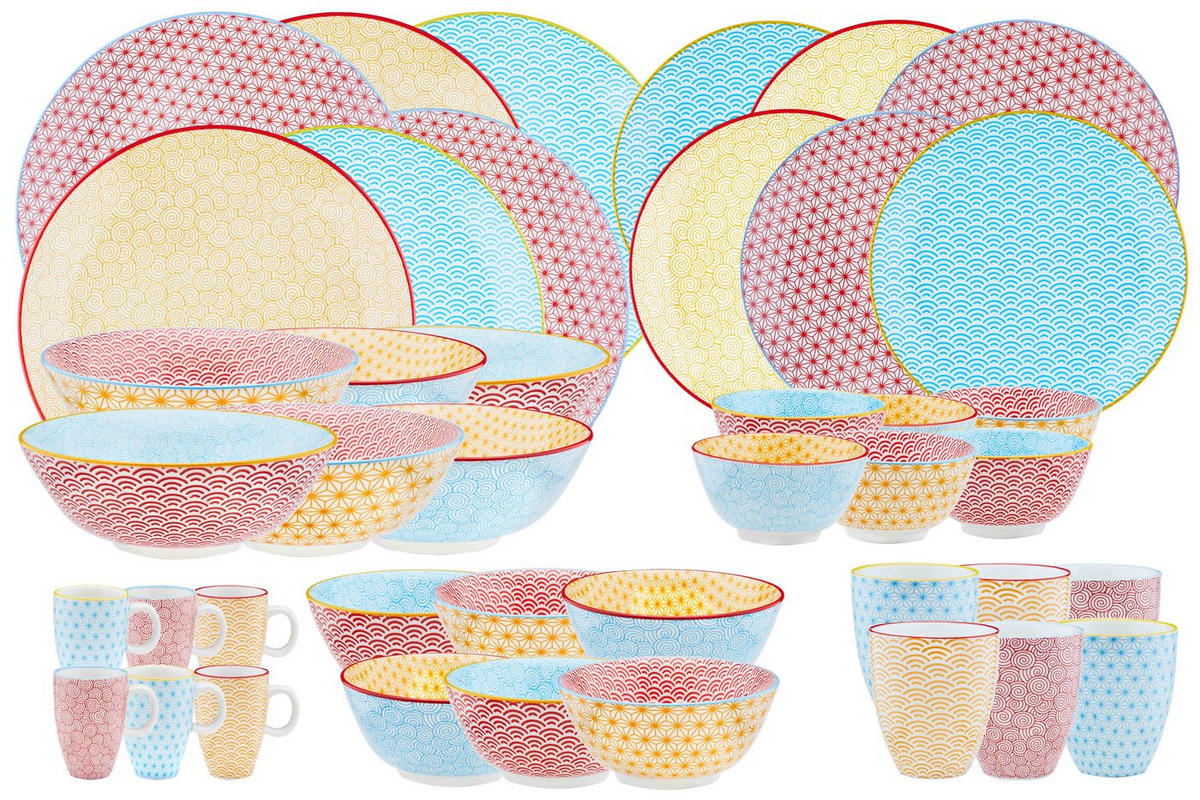 KOMPLETTSERVICE Pattern - 42er-Set - Color - Blau, Keramik (1/1/1cm) - Björn