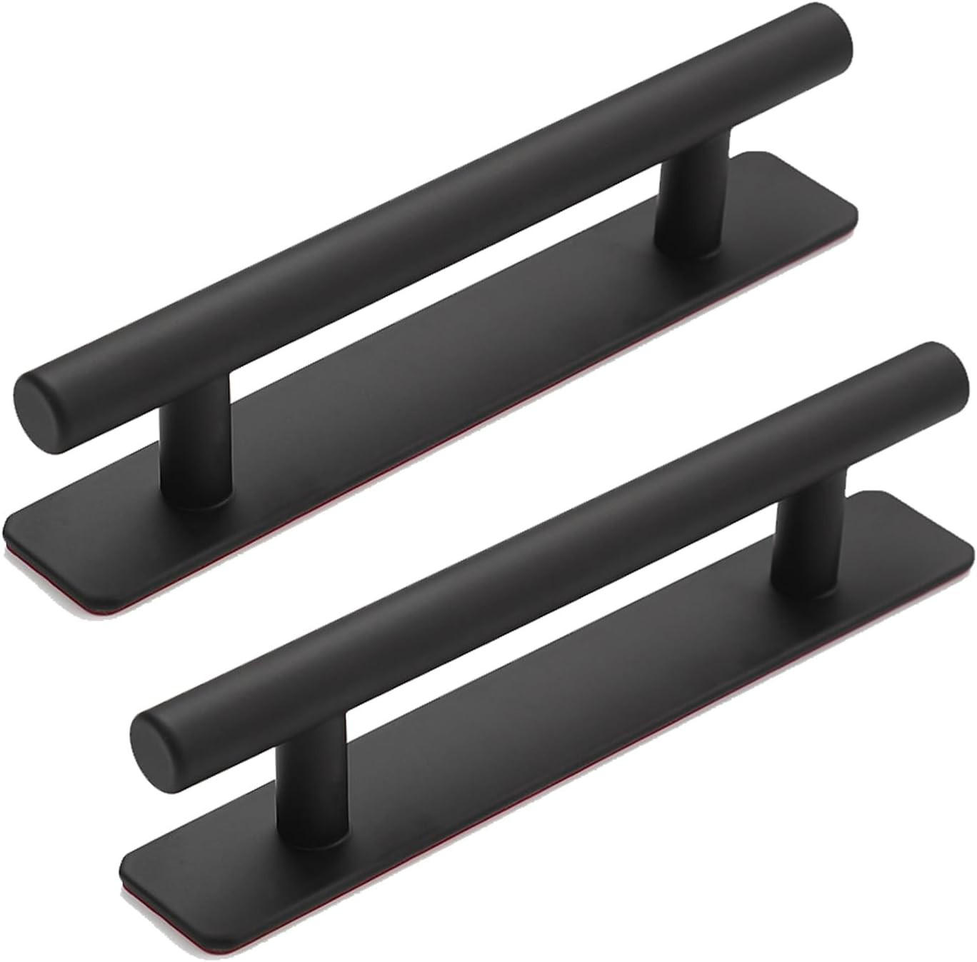 MÖBELGRIFF 2er-Set Aluminium Klebegriffe - Schwarz, Metall (2.5/3/13.5cm)