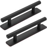 MÖBELGRIFF 2er-Set Aluminium Klebegriffe - Schwarz, Metall (2.5/3/13.5cm)