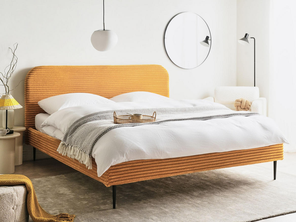 POLSTERBETT mit Lattenrost 180x200 cm Orange Flayat - Orange, Textil (180/200cm) - Beliani