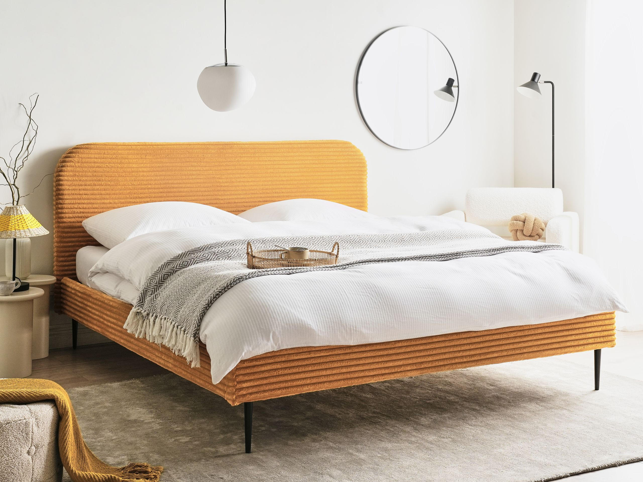 Thumbnail - Beliani Polsterbett, Orange, Textil, 180x200 cm, Schlafzimmer, Betten