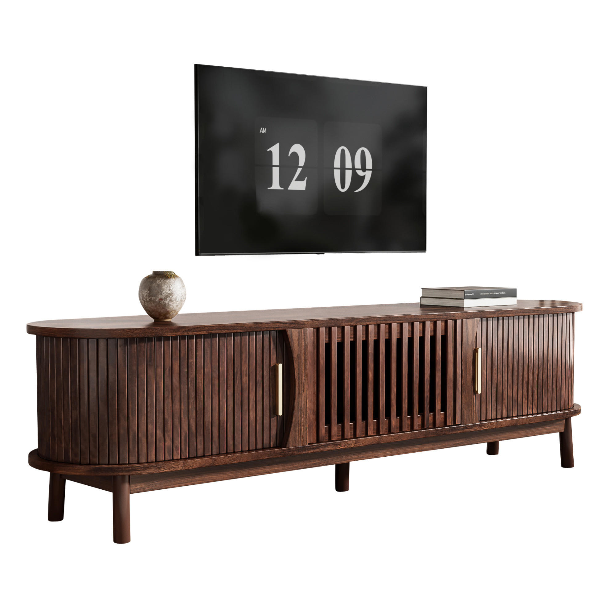 TV-ELEMENT mit Schiebetür und Klapptür 165 x 39,5 x 46 cm MDF Braun - Braun, Holzwerkstoff (39.5/46/165cm) - Beauniv