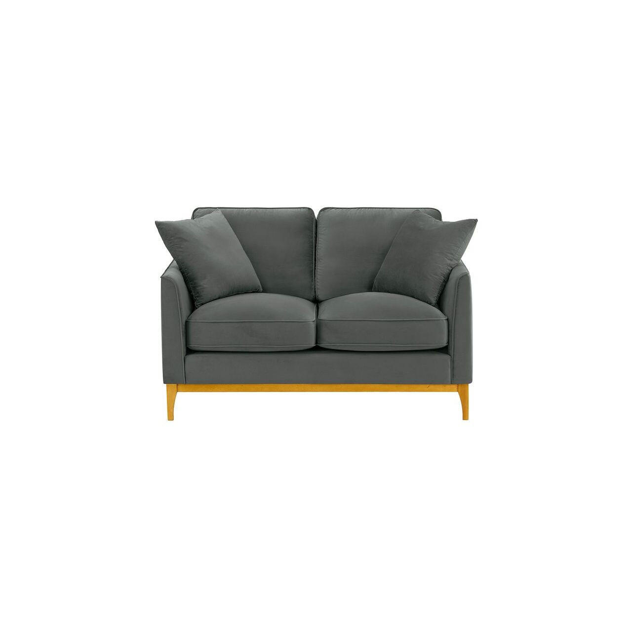 ZWEISITZER-SOFA Linara-Velluto 19 - Dunkelgrau, Holz/Textil (141/91/95cm)