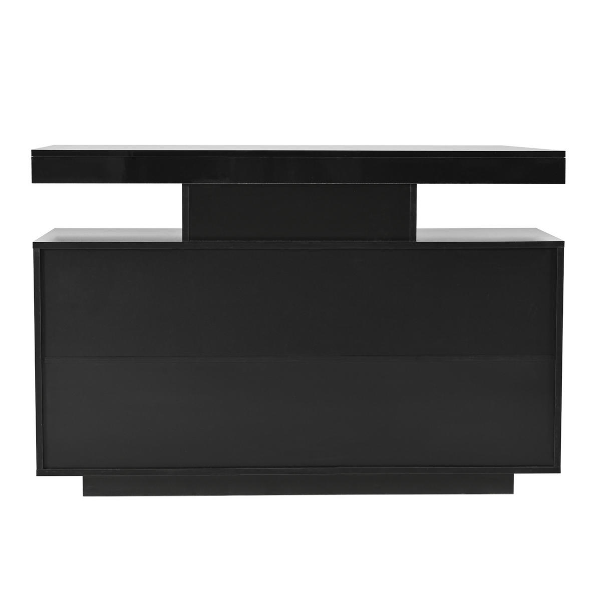 SIDEBOARD aus Spanplatte 120x40x80 cm Schwarz mit LED-Beleuchtung, Hochglanzfront und viel Stauraum - Schwarz, Holzwerkstoff (120/80/40cm) - Modfu