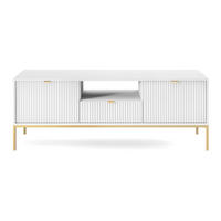 TV-SCHRANK Vellore Weiß mit goldenen Metallbeinen 154 cm - Goldfarben/Weiß, Holzwerkstoff/Metall (154/56/39cm) - Selsey