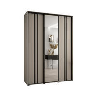 SCHWEBETÜRENSCHRANK 235,2/180/45 3-türig - Kaschmir/Schwarz, Holz/Metall (180/235.2/45cm) - MÖBEL KRYSPOL